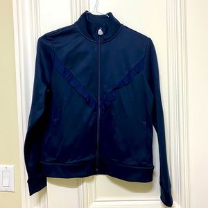 Tory Sport Ruffle Track Jacket - Navy Size Large